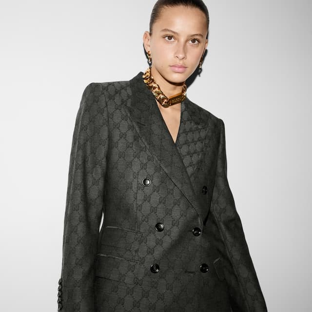 Chaqueta jacquard de lana con GG